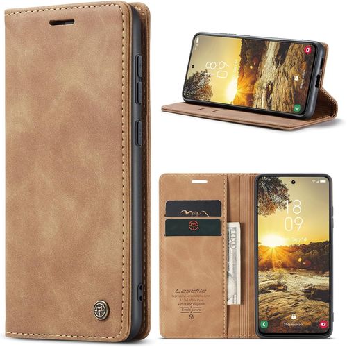 Kal-Coque Pour Samsung Galaxy S24 Fe 5g Premium Housse Cuir Protection Pochette Rabat Portefeuille Flip Case Porte Magnétique Coque Étui Pour Samsung Galaxy S24 Fe, Brun
