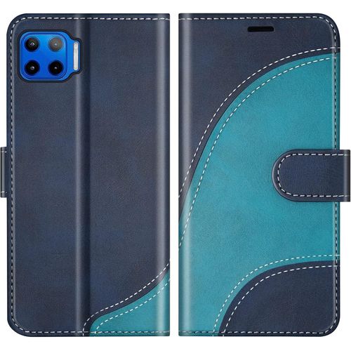 Kal-Coque Pour Moto G 5g Plus/Moto One 5g, Portefeuille Etui En Cuir Pu, Magnétique Protection Housse Coque Pour Moto G 5g Plus/Moto One 5g, Bleu