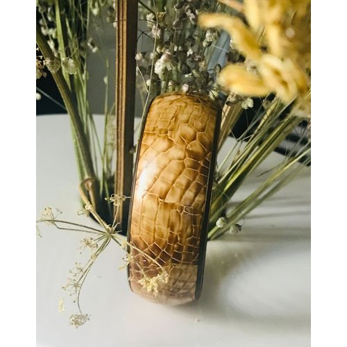 Bracelet Jonc Vintage Façon Cuir Beige