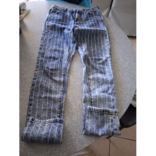 Jean Bleu Rayé Blanc "T- 38" Kiabi Femme