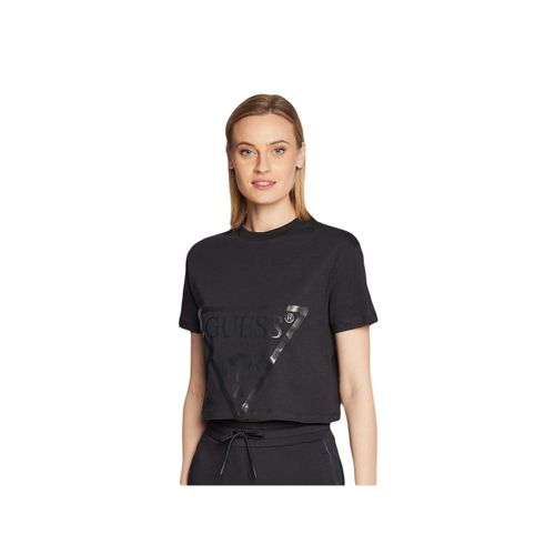 T Shirt Guess Classic Logo Triangle Femme Noir