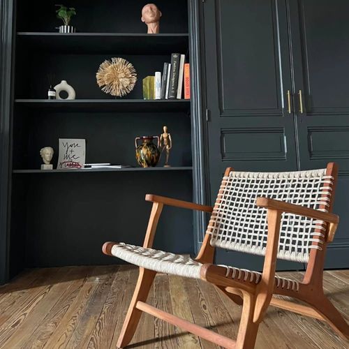 Fauteuil En Rotin Tressé Et Teck 70x69x80