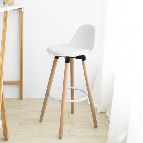 Tabouret De Bar En Bois Avec Dossier Blanc