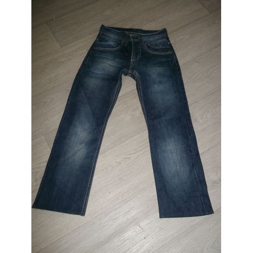 Pantacourt Jean Tommy Hilfiger Bleu Foncé, Délavé, Fausses Plissures S Tbe