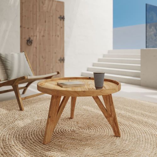 Table Basse Ronde En Bois De Teck Recyclé D70 Cm
