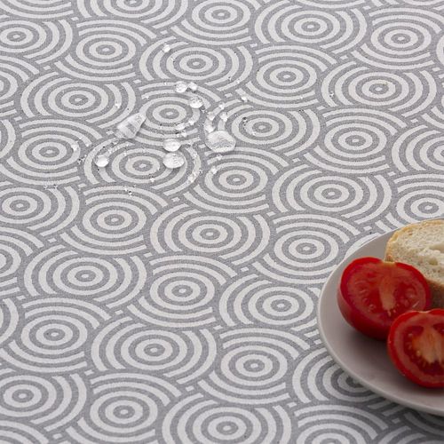 Nappe En Coton Jacquard Antitaches Cercles Gris 140x100 Cm
