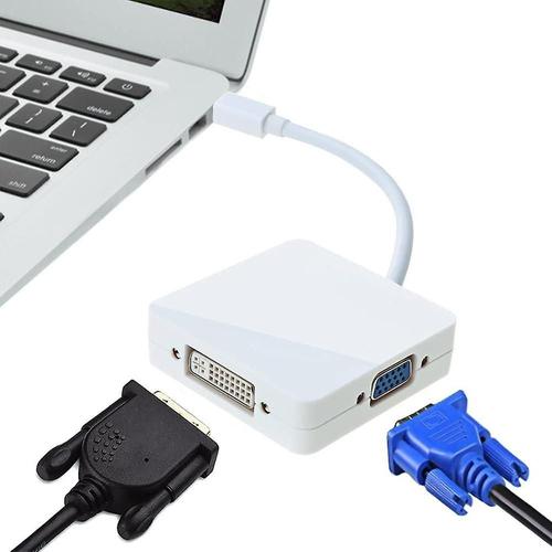 Adaptateur Mini Displayport Thunderbolt vers Hdmi + Vga + Dvi 3 en 1