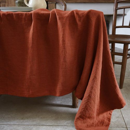 Nappe Rectangle Lin Français Paprika 170x350 Cm