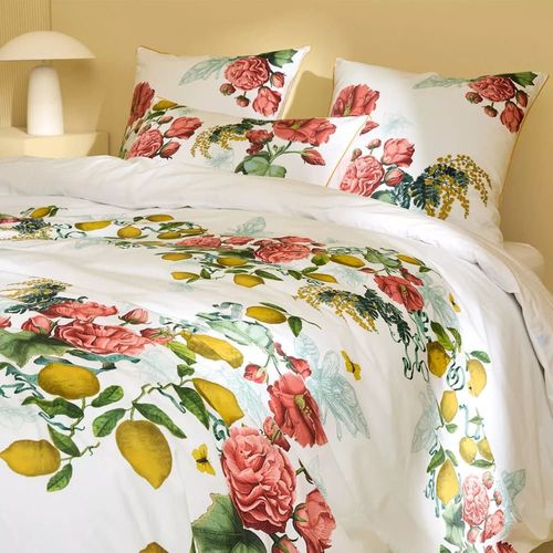 Housse De Couette Lavé Percale De Coton Rose 260x240 Cm