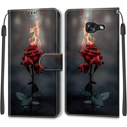 Kal-Coque Samsung Galaxy A5 2017/A520, Housse Samsung A5 2017/A520, Etui Housse En Cuir Pochette Protection Portefeuille Rabat Clapet Case Porte Carte Magnétique Étui Antichoc Cover (Rose)