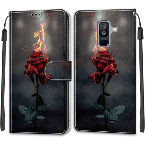 Kal-Coque Samsung Galaxy A6 Plus 2018/A9 Star Lite, Etui Premium Housse En Cuir Pochette Protection Portefeuille Rabat Clapet Case Porte Carte Magnétique Étui Antichoc Cover (Rose)