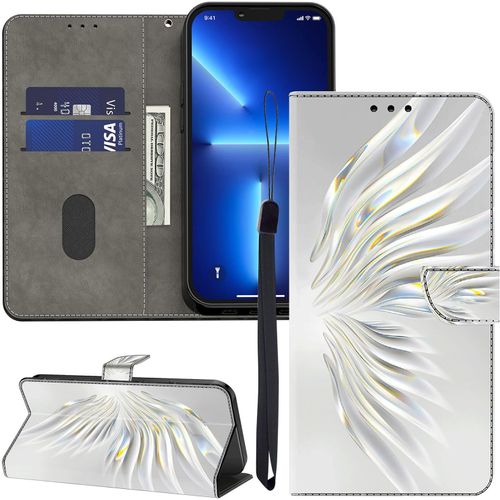 Kal-Coque Pour Honor Magic 6 Lite 5g 6.78"",Housse Antichoc Multi-Motifs,Fermeture À Rabat Magnétique Avec [Card Slots] Étui En Cuir Design Pour Honor Magic6 Lite -Plumes Cristal