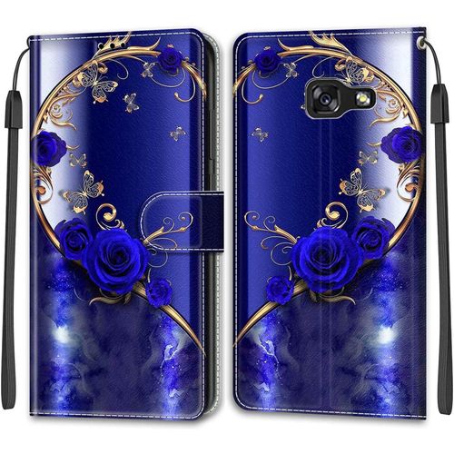 Kal-Coque Samsung Galaxy A5 2017/A520, Housse Samsung A5 2017/A520, Etui Housse En Cuir Pochette Protection Portefeuille Rabat Clapet Case Porte Carte Magnétique Étui Antichoc Cover (Papillon 1)