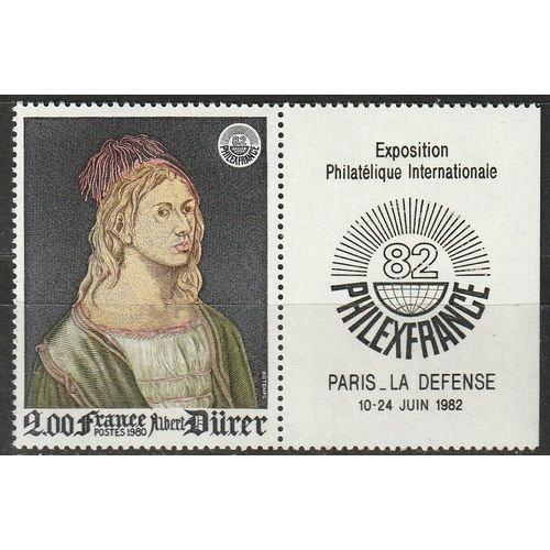 Philexfrance 82. Exposition Philatélique Internationale. Autoportrait D'Albert Dürer. Timbre Neuf** Avec Marge Attenante. 1980 N° 2090a