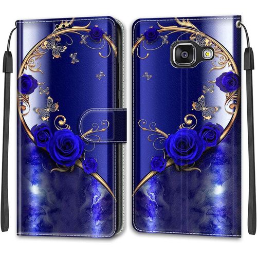 Kal-Coque Samsung Galaxy A310/A3 2016, Housse Samsung A310/A3 2016, Etui Housse En Cuir Pochette Protection Portefeuille Rabat Clapet Case Porte Carte Magnétique Étui Antichoc Cover (Papillon 1)