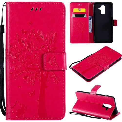 Kal-Coque Pour Samsung Galaxy A6 Plus 2018, Etui Samsung A6 Plus 2018, Antichoc Tpu Housse Cuir Flip Case Portefeuille Etui Rabat [Magnétique] Coque De Protection Cover (Rosé)