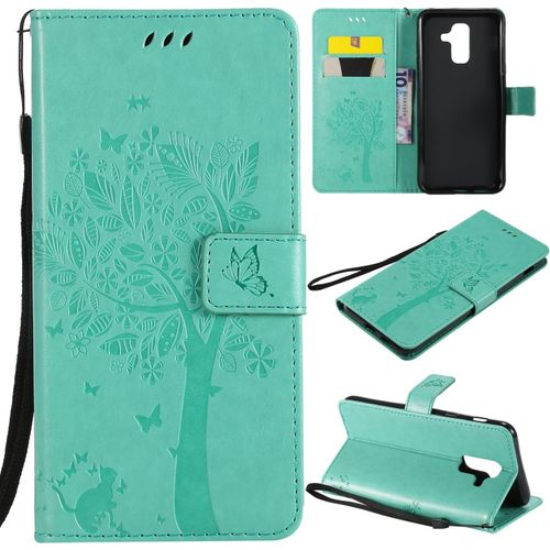 Kal-Coque Pour Samsung Galaxy A6 Plus 2018, Etui Samsung A6 Plus 2018, Antichoc Tpu Housse Cuir Flip Case Portefeuille Etui Rabat [Magnétique] Coque De Protection Cover (Vert)
