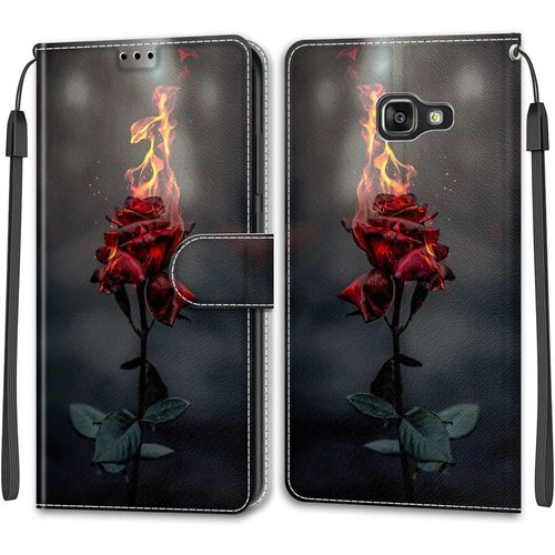 Kal-Coque Samsung Galaxy A510/A5 2016, Housse Samsung A510/A5 2016, Etui Housse En Cuir Pochette Protection Portefeuille Rabat Clapet Case Porte Carte Magnétique Étui Antichoc Cover (Rose)