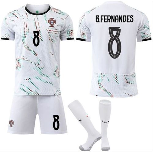 25-26 Maillots De Foot Portugal Personnalisés Enfant/Adulte (Fille, Garçon) - No.8 B.Fernandes - Cadeau Pour Fans De Football