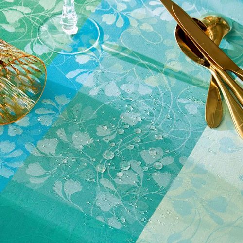 Nappe Carrée Enduit Pur Coton Bleu 175x175 Cm