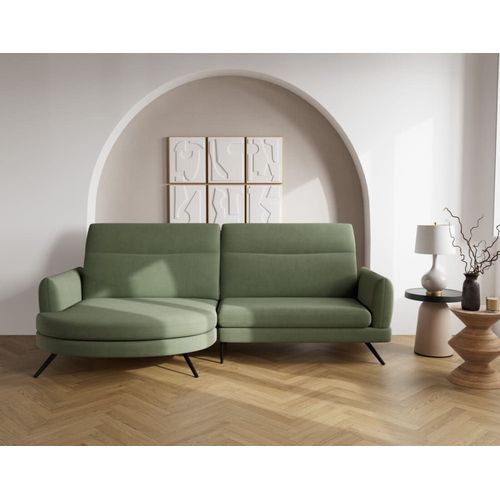 Canapé D'angle Gauche 4 Places En Tissu Texturé Vert