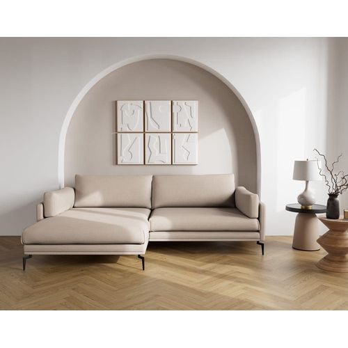 Canapé D'angle Gauche 4 Places En Tissu Texturé Beige