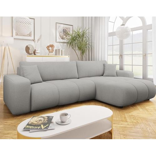 Canapé D'angle Réversible Convertible 5 Places En Tissu Gris Clair