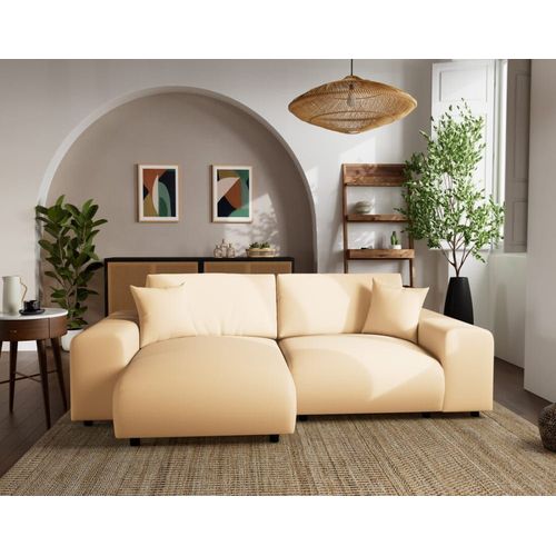 Canapé D'angle Réversible 4 Places En Simili Beige