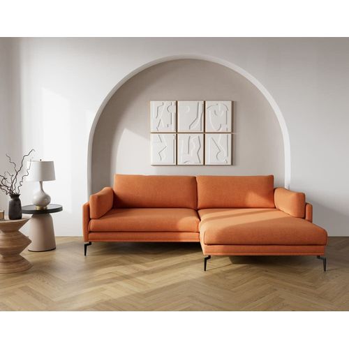 Canapé D'angle Droit 4 Places En Tissu Texturé Terracotta