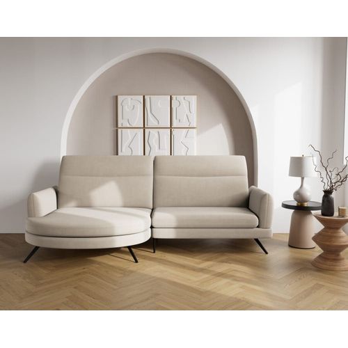 Canapé D'angle Gauche 4 Places En Tissu Texturé Beige