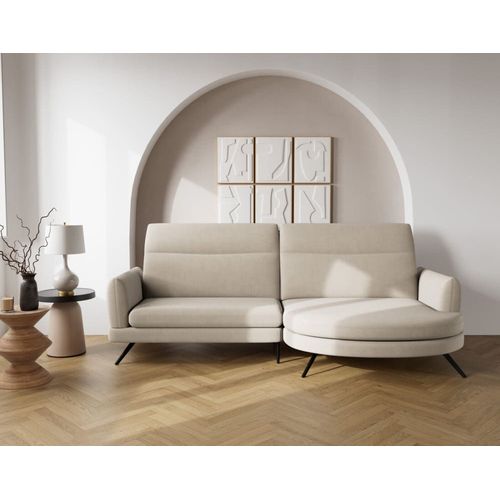 Canapé D'angle Droit 4 Places En Tissu Texturé Beige