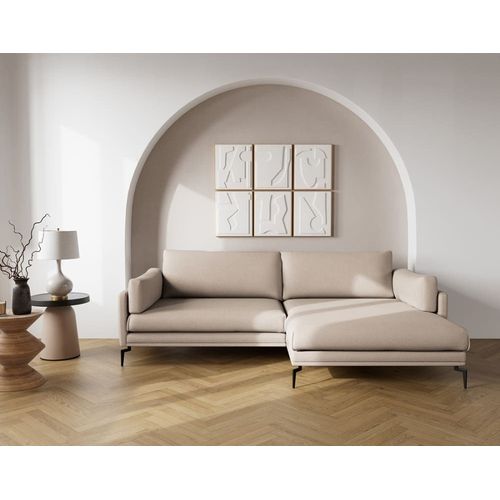 Canapé D'angle Droit 4 Places En Tissu Texturé Beige