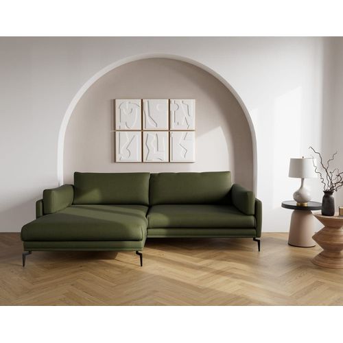 Canapé D'angle Gauche 4 Places En Tissu Texturé Vert