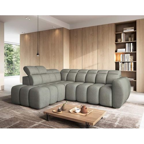 Canapé D'angle Gauche 4 Places En Tissu Texturé Vert