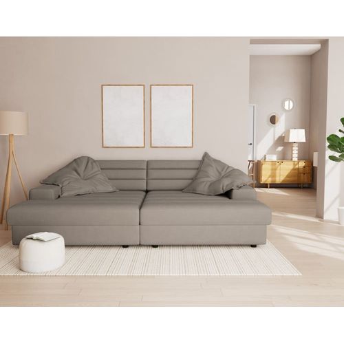 Canapé Droit 4 Places En Tissu Texturé Gris Clair