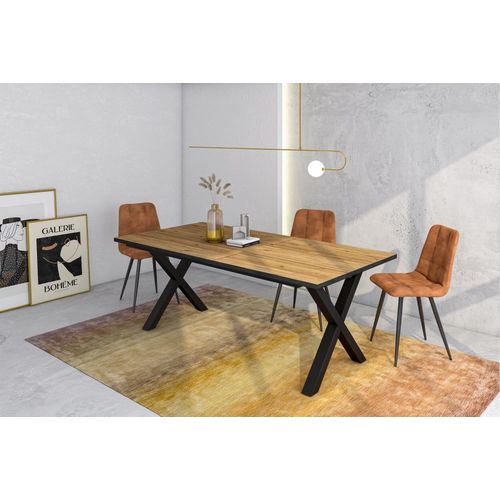 Table À Manger Effet Bois De Chêne Et Noir 194x90x74cm