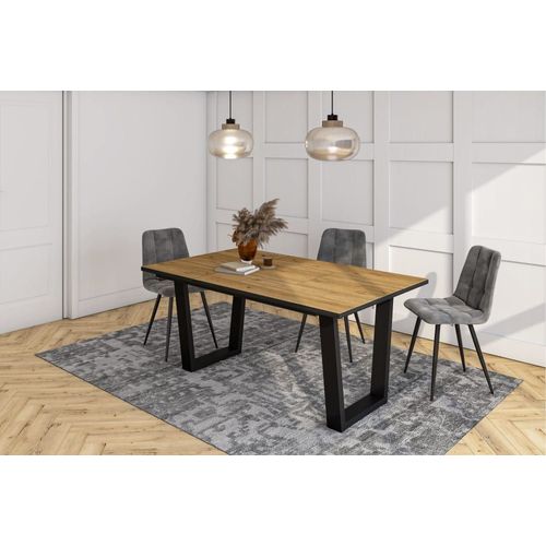 Table À Manger Effet Bois De Chêne Et Noir 167x90x74cm