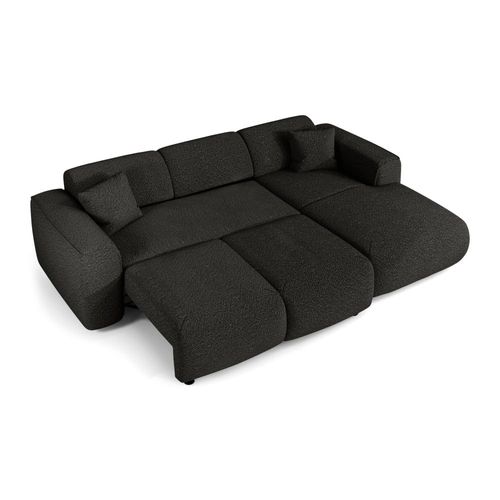 Canapé Convertible Angle Droit 5 Places Bouclette Noir