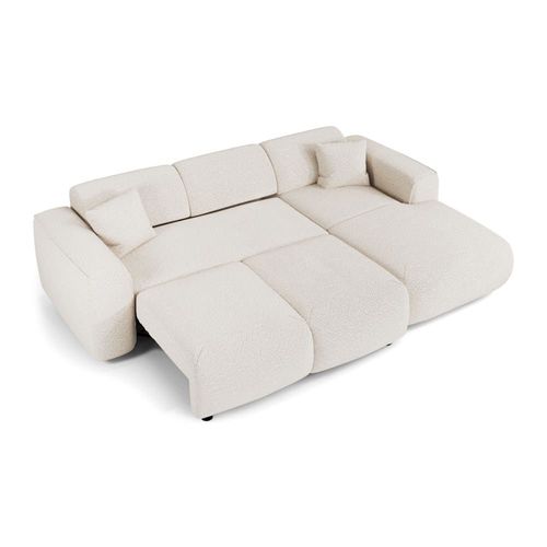 Canapé Convertible Angle Droit 5 Places Bouclette Crème