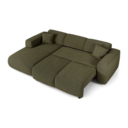 Canapé Convertible Angle Gauche 5 Places Bouclette Vert Olive