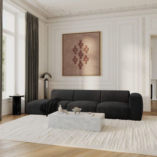 Canapé Droit 5 Places Velours À Motifs Anthracite Foncé 310cm