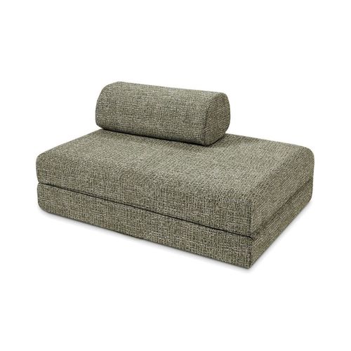 Canapé Droit Convertible Et Modulable 2 Places En Tweed Vert