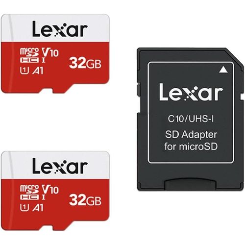 Carte Micro SD 32 Go Lot de 2 Cartes,Carte Mémoire Micro SD+ Adaptateur,Microsdxc Carte TF jusqu'à 100 Mo/s,A1,U1,C10,V10,Full HD et 4K UHD pour Caméra,Telephone,Switch