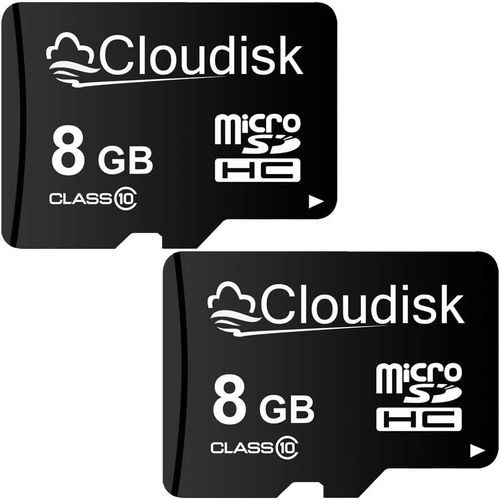 2 Packs de 8 Go Carte Micro SD Carte mémoire microSD Classe 10 avec Adaptateur SD (2 Packs de 8 Go)