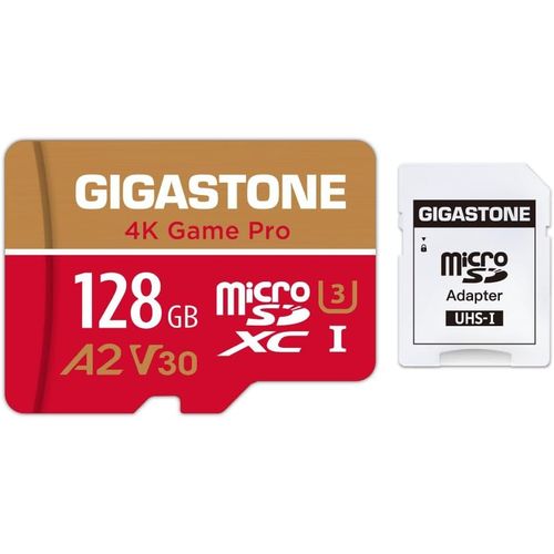 Carte Mémoire 128 Go 4K Game Pro Série,Idéal pour Nintendo Switch 1 PS,Haute Vitesse de Lecture allant jusqu'à 100 Mo/s pour 4K UHD Vidéos,A2 U3 V30 Carte Micro SDXC avec Adaptateur SD.