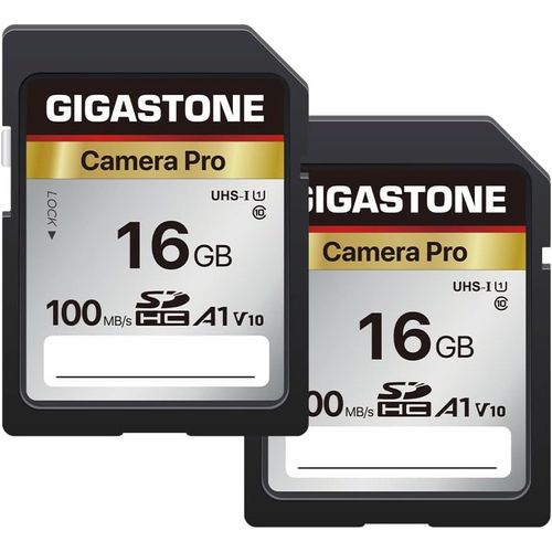 Carte Mémoire SDHC 16 Go,Caméra Pro Série,Lot de 2 Cartes,Vitesse allant jusqu'à 100 Mo/s. Compatible avec Caméra Canon Nikon Sony Caméscope,A1 U1 V10 UHS-I Classe 10 pour Full HD Vidéo