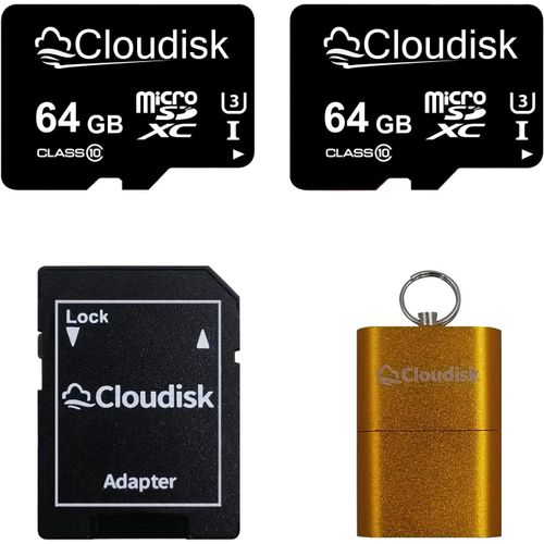64gb Micro SD Card Pack de 2,microsdxc uhs - I Carte Flash avec Adaptateur,Lecteur de Carte,C10,U3,Full HD,4K Ultra HD,Carte TF Haute Vitesse