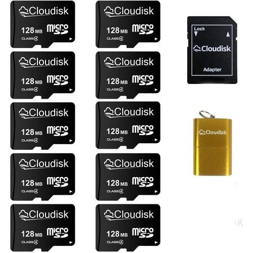Small Capacity 10 Pack Micro SD Card 128MB (Not GB) MicroSD Adapter Card Reader Special for Small Data,Files,Advertising Or (Too Small for Any Videos)