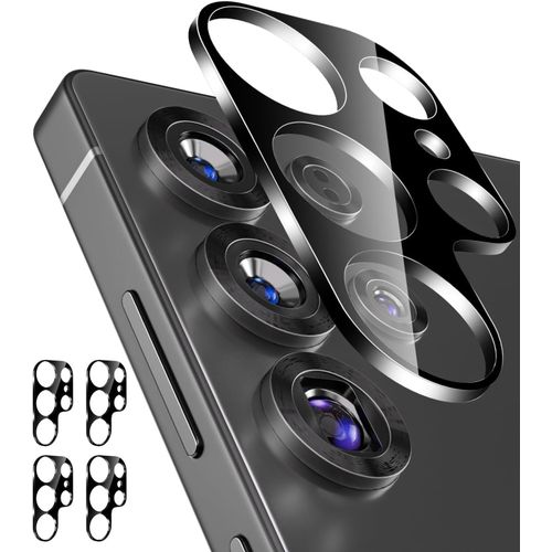 [4 Pack Protection De L'objectif De La Caméra Pour Samsung Galaxy S25 Ultra,Couverture De L'objectif En Verre Trempé 9h,Anti-Rayures & Cas Amical [N'affecte Pas Flash & Night Shot],Noir