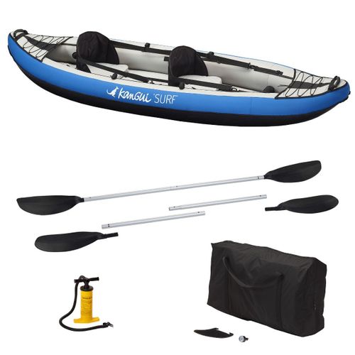 Canoë Kayak Gonflable Laori 1 À 2 Places + Pagaie + Sac Transport + Pompe Double Action + Sièges + Cale-Pied